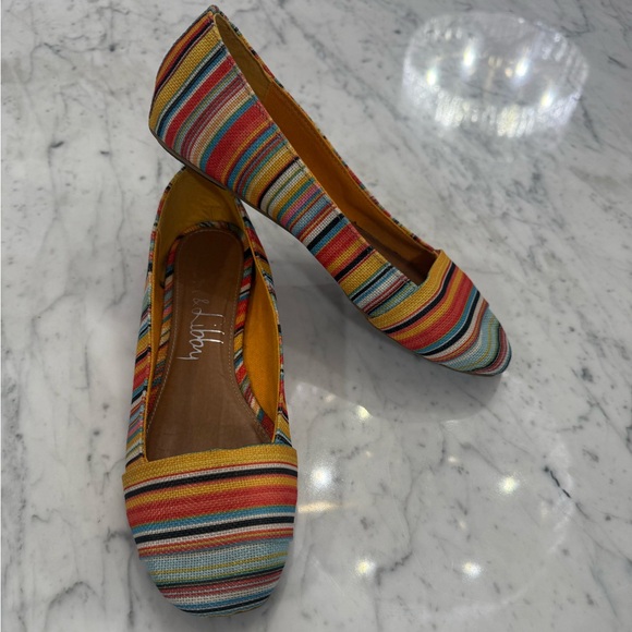 Sam & Libby Shoes - Sam & Libby Colorful Striped Ballet Flats Rainbow Pride Size 7.5